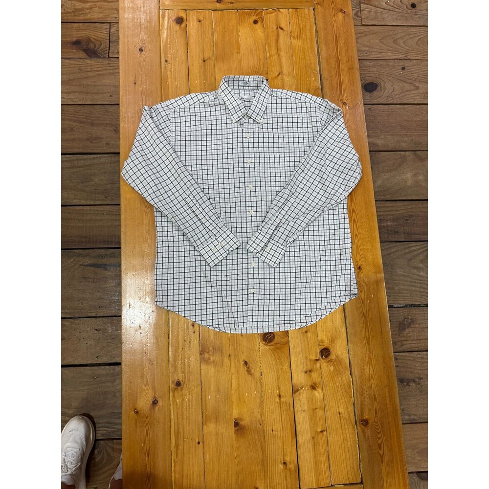 Men's Peter Millar Long Sleeve Button Down Black and Gray Check XL